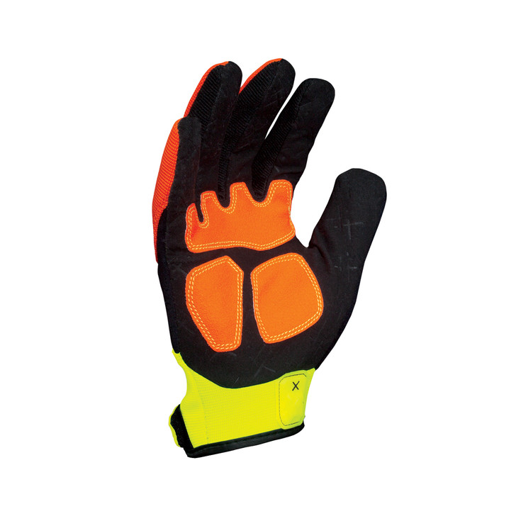 Ironclad, EXO2-HZA Hi-Viz Abrasion, Work Gloves, Hi-Vis Orange/Yellow, Embossed Palm, EN 2121