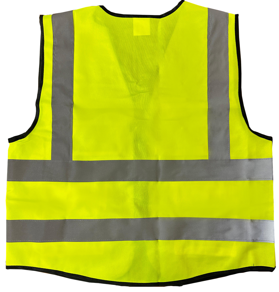 FlemX, Safety Vest P01, Zip Front, 4 pockets, 2inch Reflective Tape, Lime Green