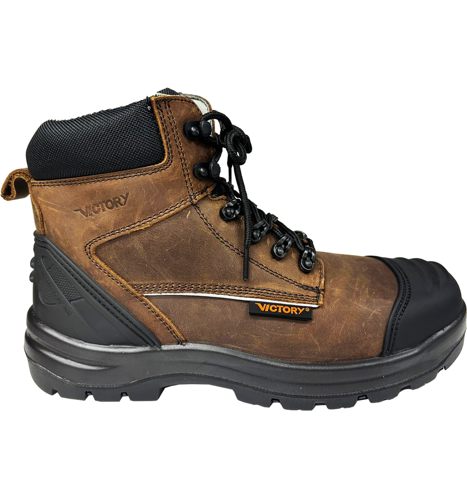 Victory, ProStep VD203, Mid-cut Safety Shoes, Side-Zip with Lace, S3S SR, Brown