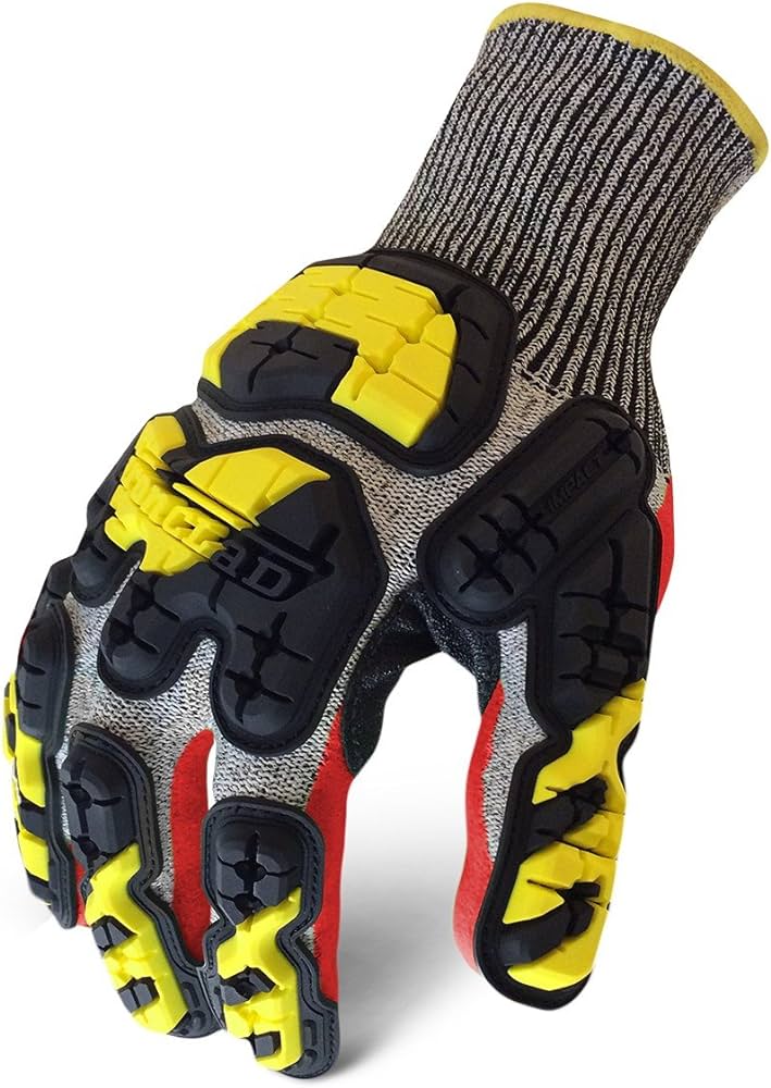 Ironclad, INDI-KC5 Knit Cut 5, Impact Work Gloves, PVC/PU Dot Leather Palm, EN 4X43CP