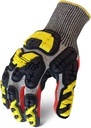 Ironclad, INDI-KC5 Knit Cut 5, Impact Work Gloves, PVC/PU Dot Leather Palm, EN 4X43CP