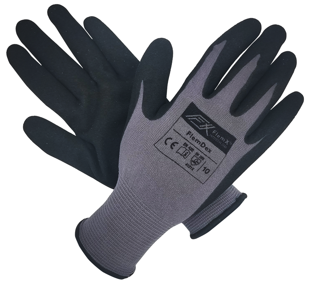 FlemX, FlemDex, Knitted Work Gloves, Sandy Nitrile Palm, EN 4121