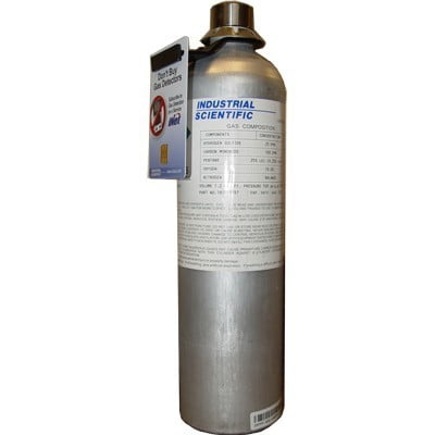 [WEB-ISC-18109157] Industrial Scientific, 18109157, Cylinder, Calibration Gas, 25 ppm Hydrogen Sulfide, 100 ppm Carbon Monoxide, .35% Pentane (25% LEL), 18% Oxygen, Aluminium, 116L